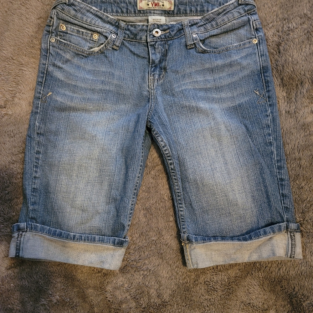 YMI size 8 cuffed blue jean shorts